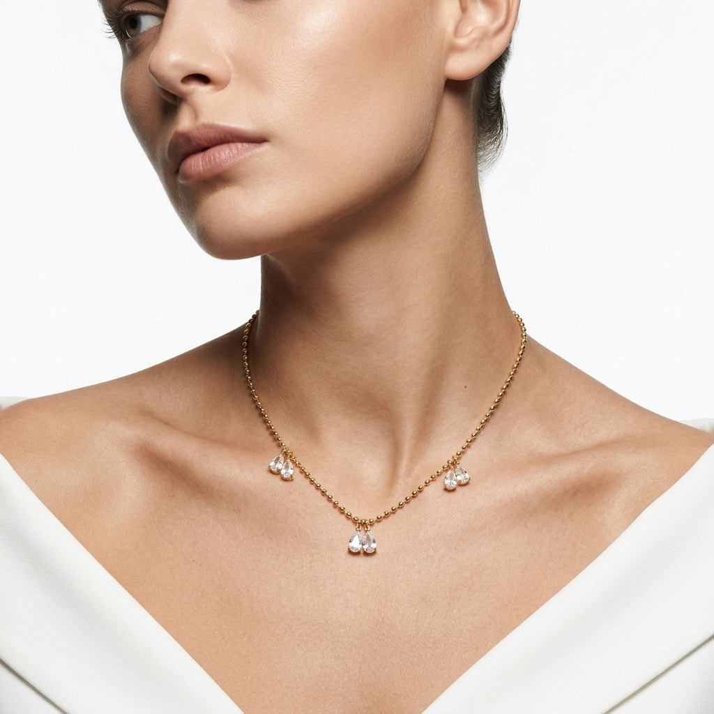 Twin Pear-Drop Kolye