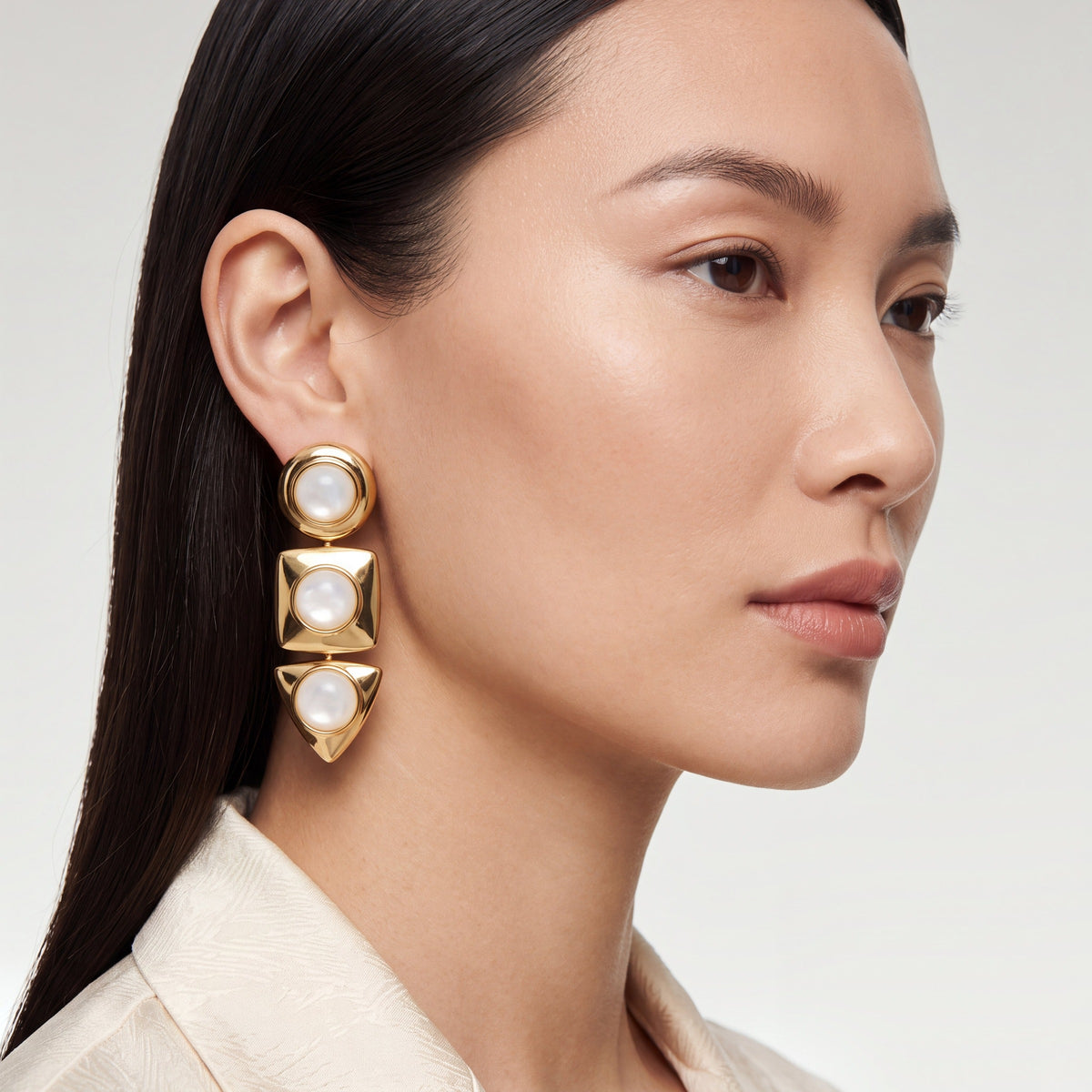 Trio Form Pearl Küpe