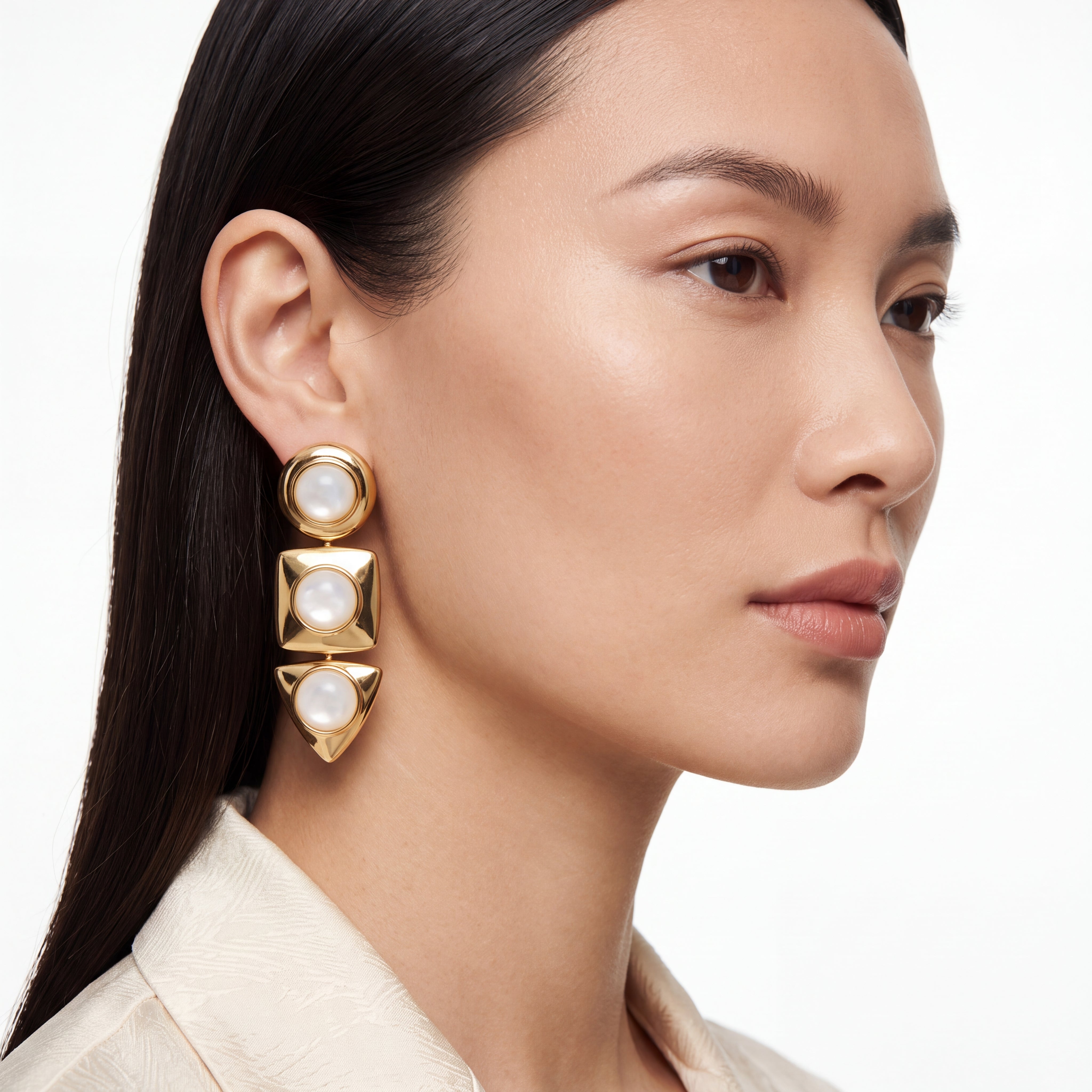 Trio Form Pearl Küpe
