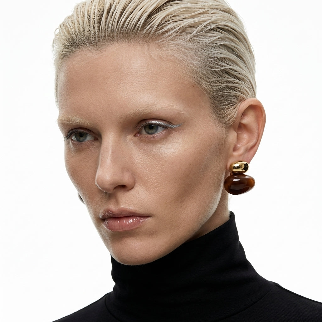 Sculptural Mocha Küpe