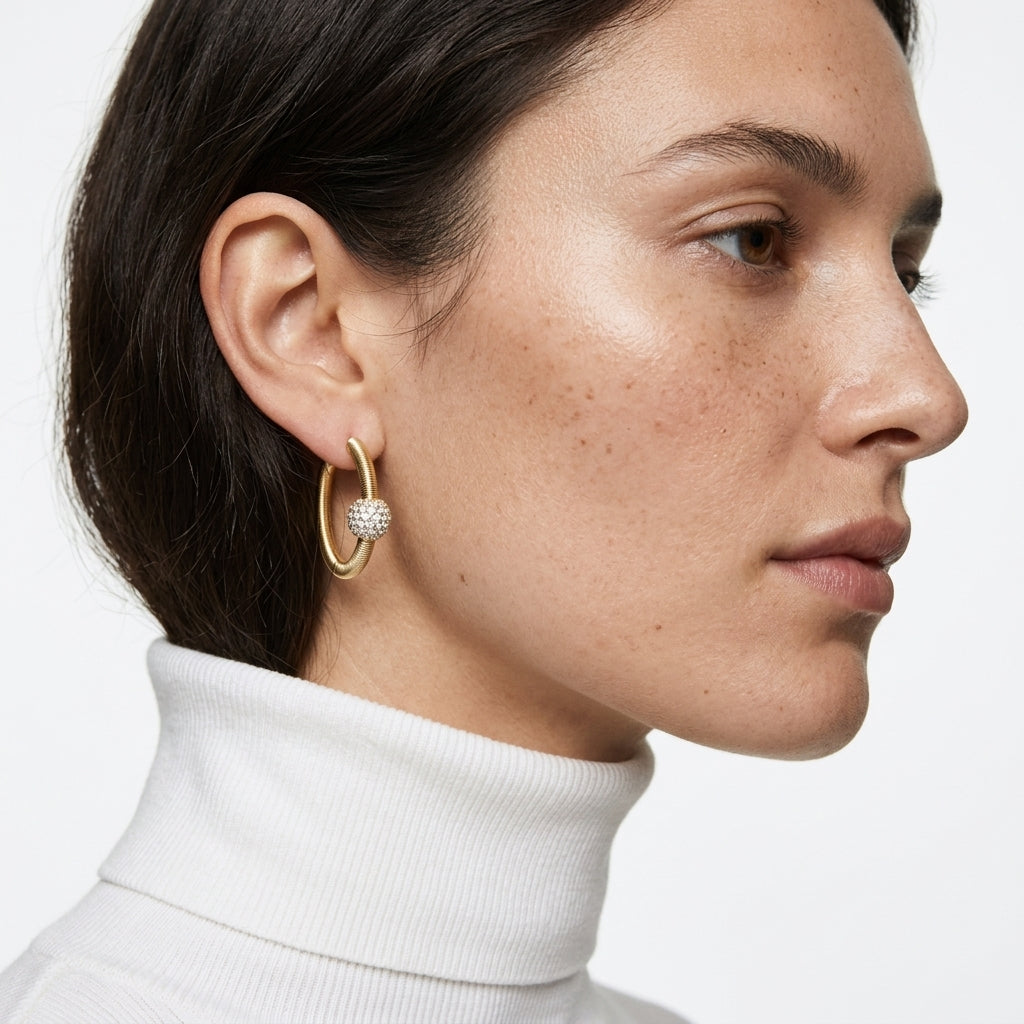 Ribbed Gold Küpe