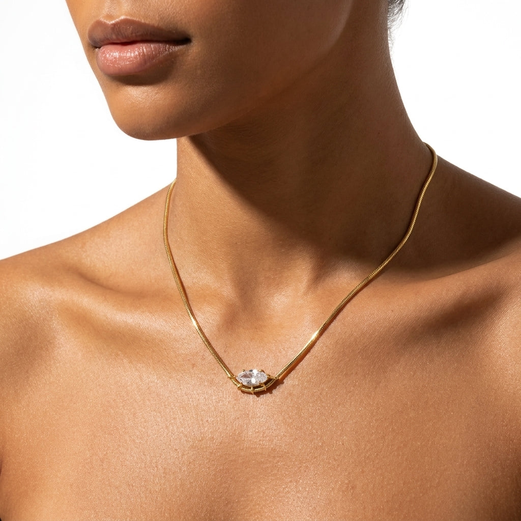 Gilded Herringbone Kolye