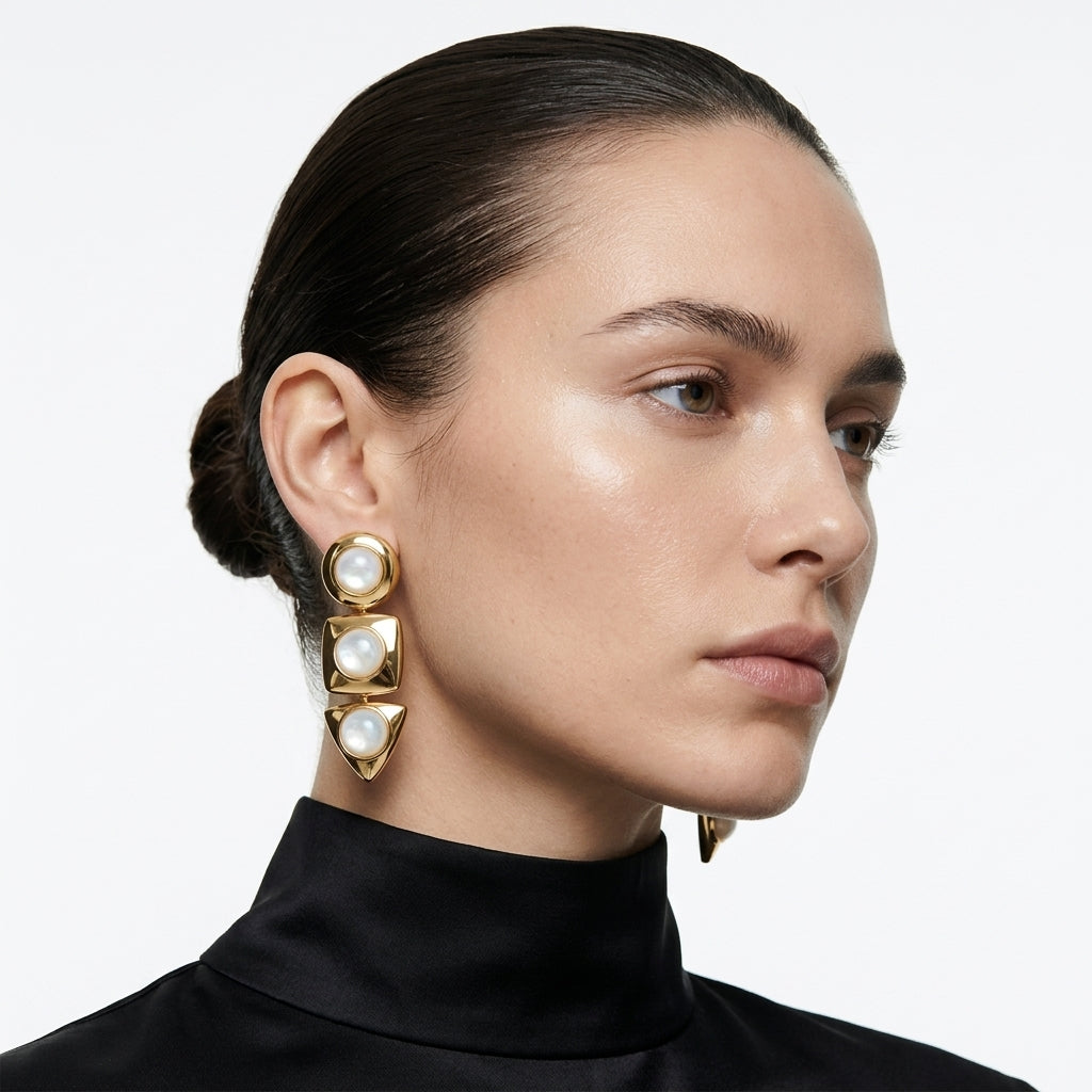 Trio Form Pearl Küpe