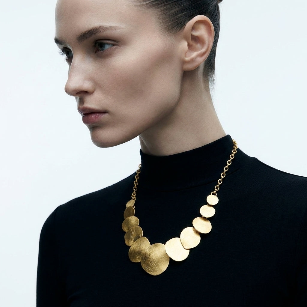 Brushed Disc Collar Kolye