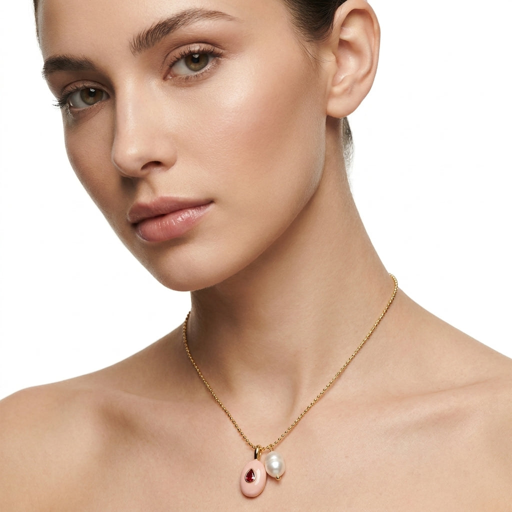 Powder Oval Baroque Kolye