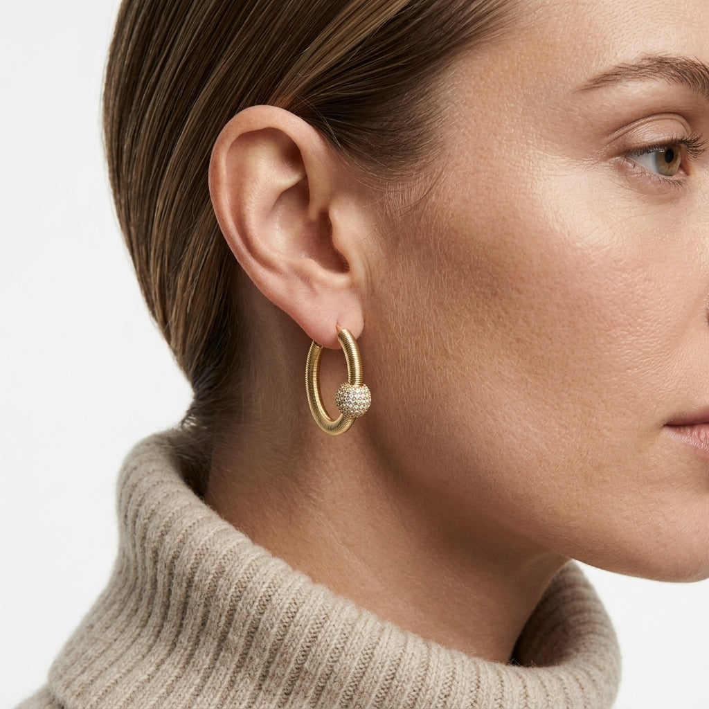 Ribbed Gold Küpe