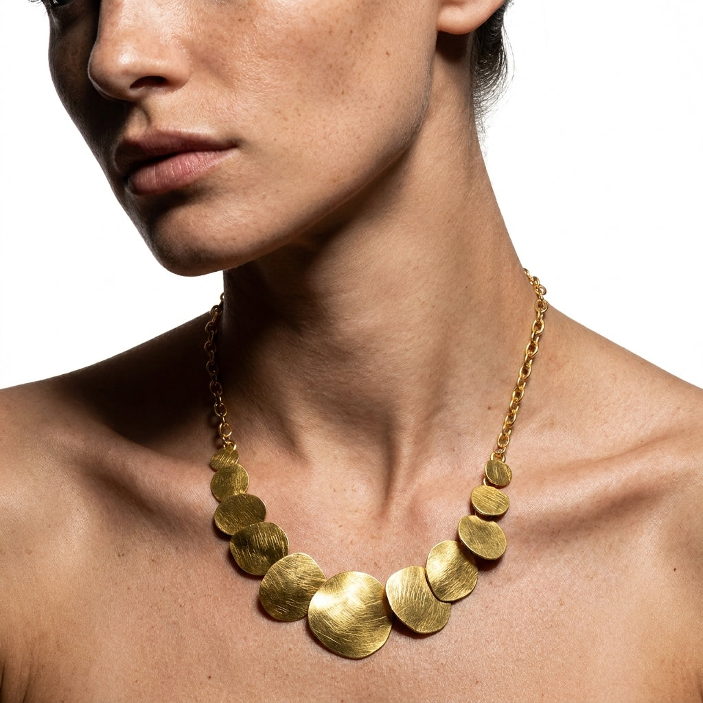 Brushed Disc Collar Kolye