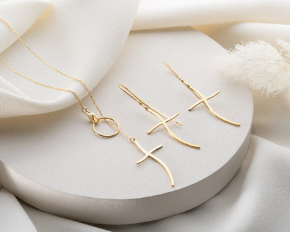 Divina Cross Elegance Set – Personalized Cross Necklace &amp; Earrings