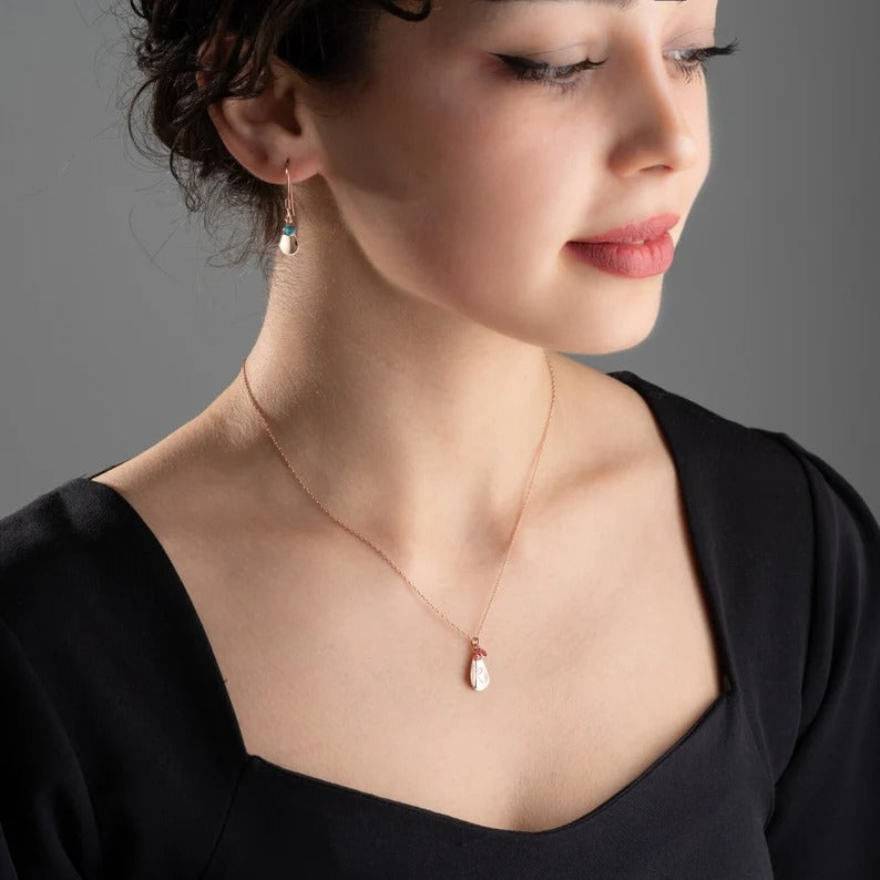 Teara Sparkle Set – Personalized Initial &amp; Birthstone Necklace + Earrings