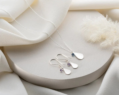 Teara Sparkle Set – Personalized Initial &amp; Birthstone Necklace + Earrings