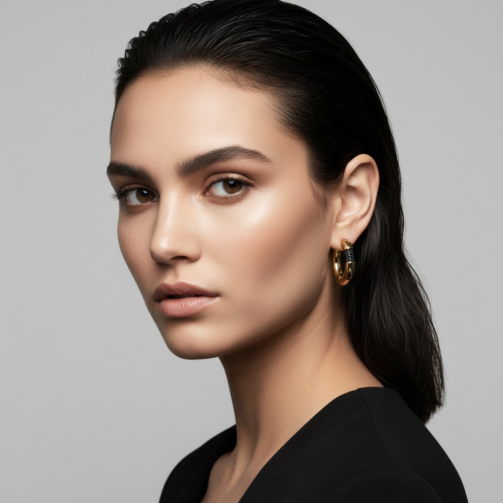 Obsidian Loop Earrings