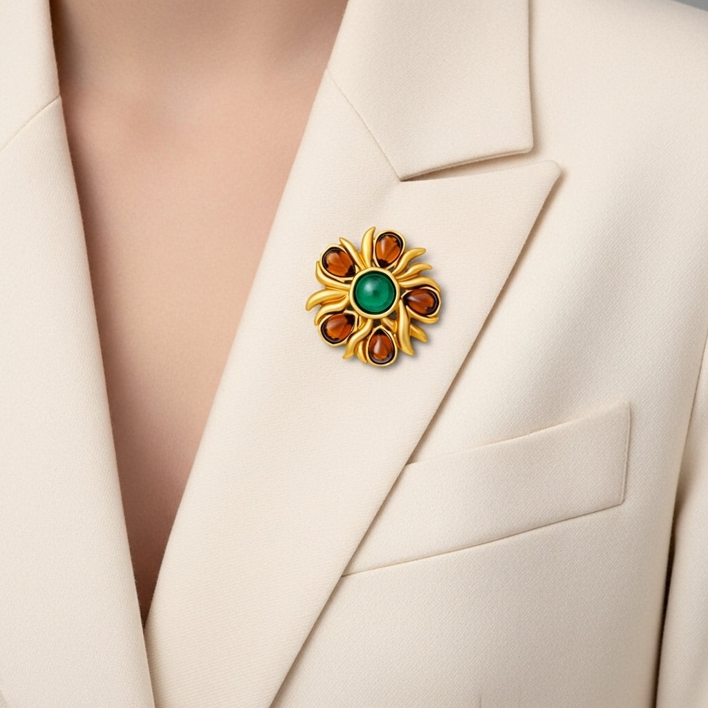 Golden Emberflower Broş (İthal Kutulu Model)