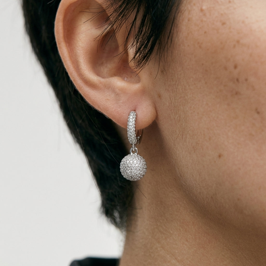 Pavé Sphere Drop Küpe
