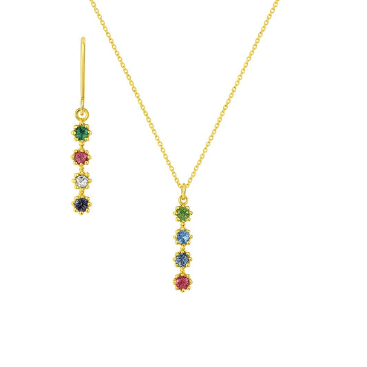Celestia Sparkle Set – Personalized Birthstone Necklace &amp; Earrings