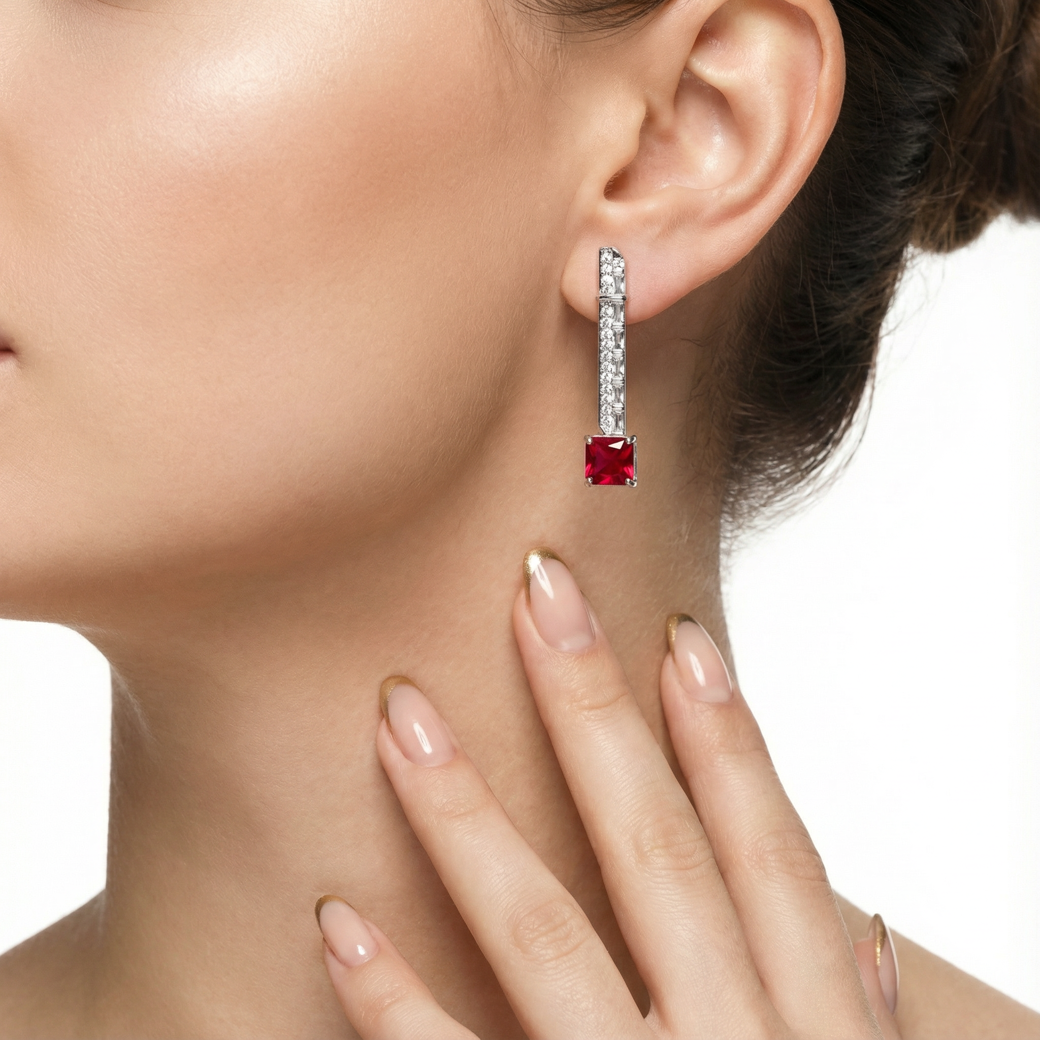 Geometric Ruby Küpe