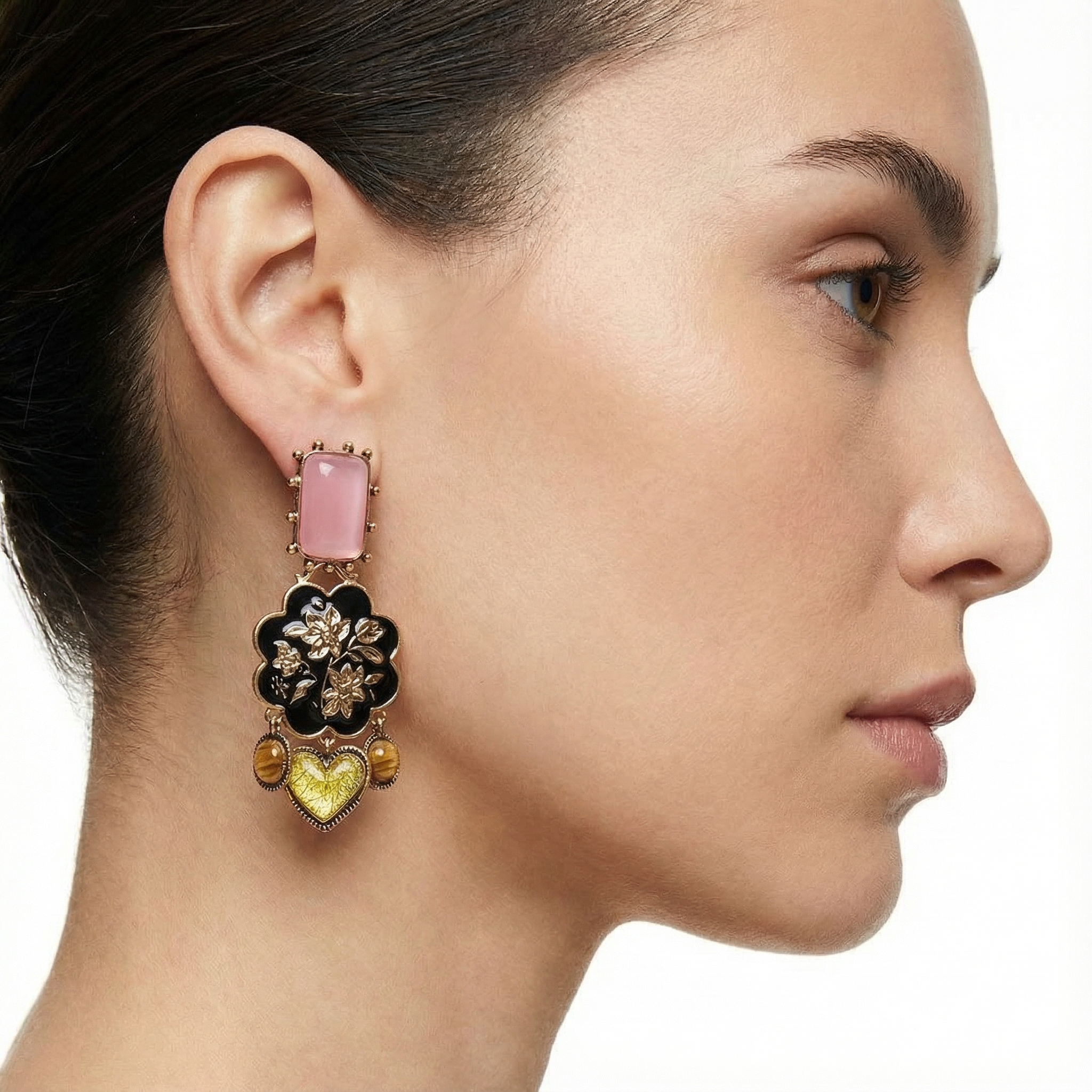 Rose Quartz Botanical Küpe