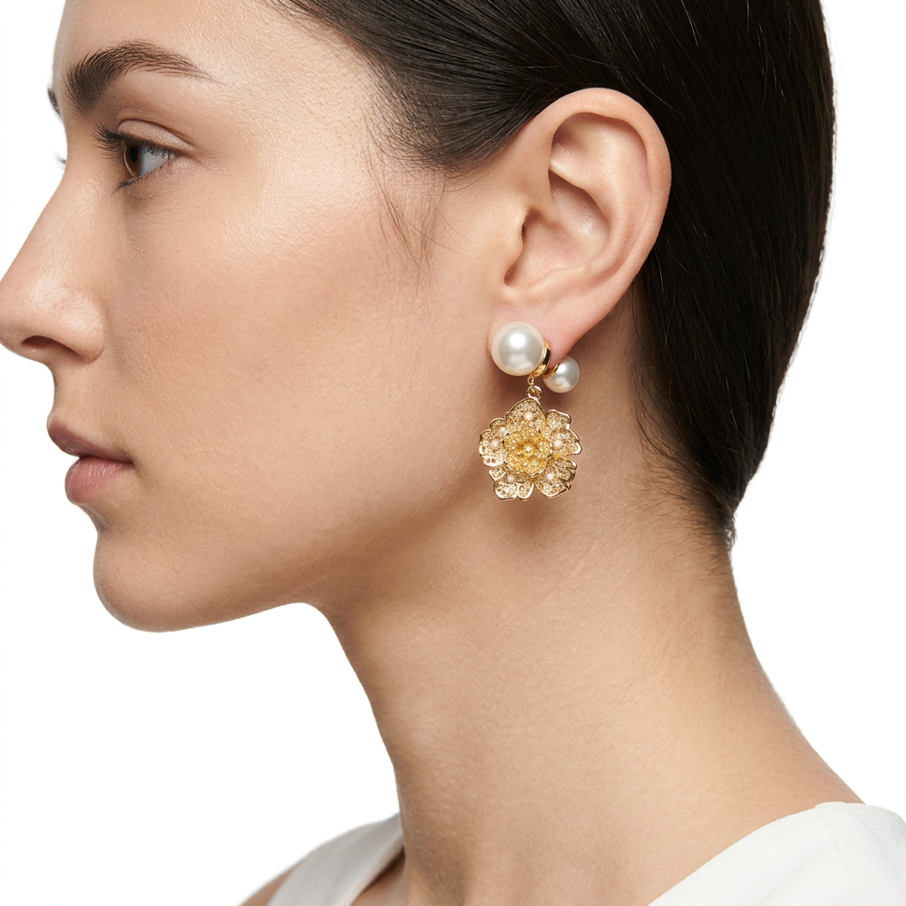 Lace Floral Küpe (İthal Model)