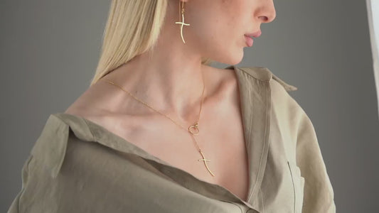 Divina Cross Elegance Set – Personalized Cross Necklace &amp; Earrings