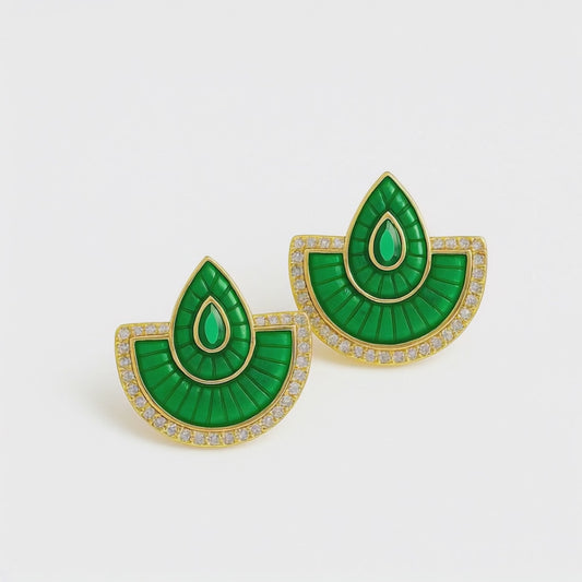 Green Arc Enchant Earrings